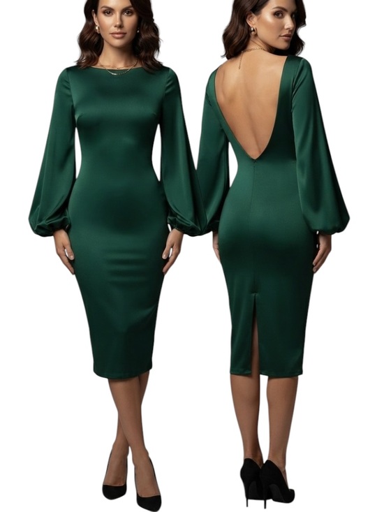 SHEIN Dresses & Skirts - SHEIN Privé Solid Lantern Sleeve Bodycon Dress size S new without tag